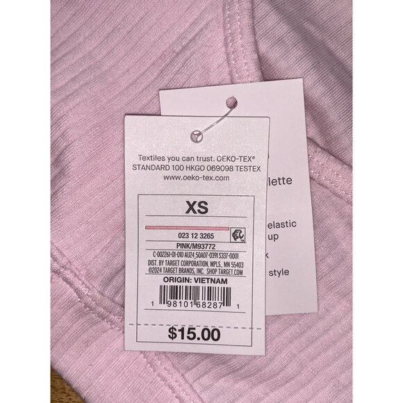 Auden Womens Pink Ribbed Scoop Neck Bralette Seamless Stretch Sports Bra Size XS - Picture 7 of 11